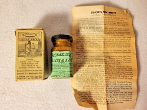 Vintage TRASKS Ointment Bottle Box and Insert. Never Opened Jar of ointment - Picture 1 of 5
