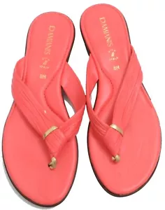 Damiani's Italian Women's 8 Coral Slide Thongs Slip On Beachy Flip Flop Summer - Picture 1 of 5
