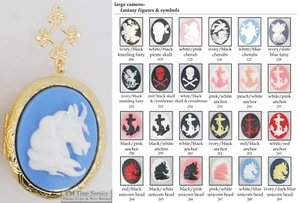 Large oval locket, fantasy/symbol cameos, metal connectors & necklace options - Picture 1 of 4