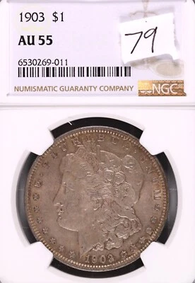 1903 Morgan Silver Dollar NGC AU-55 #9-011 - Image 1 of 2