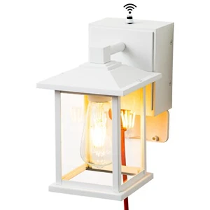 Outdoor Lights with GFCI Outlet, Dusk to Dawn Front Porch Lights Mate White - Picture 1 of 8