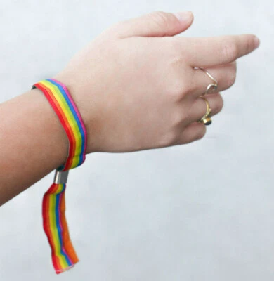 Regenbogen LGBTQIA+ Festivalband Gay Armband Pride Bändchen CSD Stoffband - Bild 1 von 3