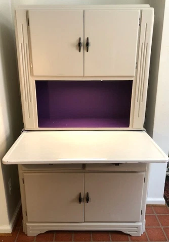 Antique Hoosier Kitchen Cabinet- Art Deco Style Cover