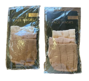 Two New Package Kitsch 100% Cotton Face Mask Set of 3 Each Color Dusty Rose - Picture 1 of 4