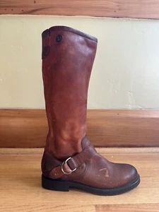 Olukai Nahuku Tall Moto Boots Full Grain Leather Warm Brown 6.5 New! - Picture 1 of 8