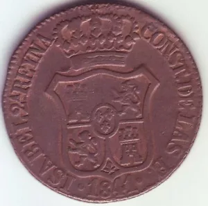 Coin 6 Quarters Isabel II - Year 1841 - Catalonia - Barcelona - Foto 1 di 2