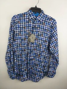 LUCHIANO VISCONTI BLACK MEN'S SIZE SHIRT Color Blue $125 NEW BinA04 - Picture 1 of 2