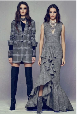 Новый с Ярлыками Alice + Olivia береза с оборками в клетку макси платье размер 4 в клетку сплетенный 2A452 - Изображение 1 из 4