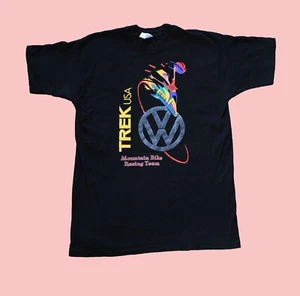 Trek USA Mountain Bike Vintage T shirt Graphic RARE Black 1990s Large Graphic - Picture 1 of 6