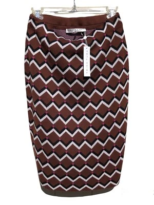 NUEVO CON ETIQUETAS Falda Lápiz Tejida Trina TURK Talla S Lana Merino Elastizada Chevron Geométrica $250 Foto 1 de 4