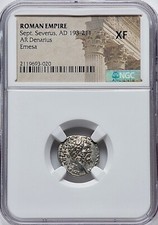 Rome 193-211 AD Septimius Severus AR Denarius Silver Emesa NGC XF Extremely Fine