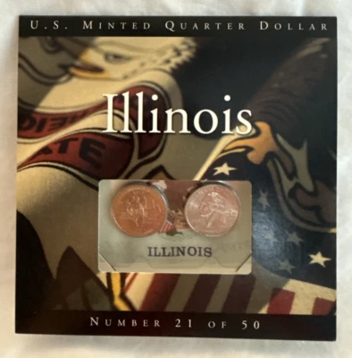 State Quarters Coins of America U.S. Minted Quarter Dollar Set #21 Illinois P&D - Image 1 of 4