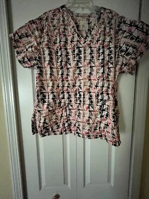 Scrub Top Womens 2X Geometric Design - Image 1 of 4