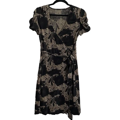 Vestido Banana Republic para mujer mezcla de lana de seda cuello en V imitación envolvente talla M marrón 71-12 Foto 1 de 4