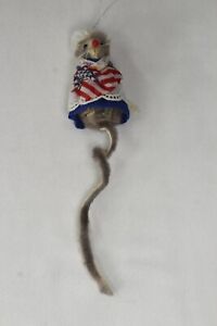 Vintage Betsy Ross Colonial Mouse Ornament Original Fur Animal Co West Germany