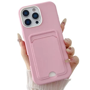 Shockproof Soft Silicone Wallet Case Cover For iPhone 16 Pro Max/16e/15/14/13/12 - Picture 1 of 20