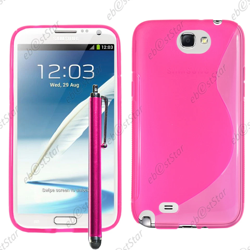 Etui Coque Silicone S-line Gel Rose pour Samsung Galaxy Note 2 N7100 + Stylet - Photo 1/1