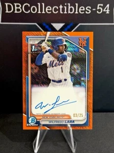 2024 Bowman Chrome Wilfredo Lara 1st Orange Shimmer Auto 03/25 New York Mets - Picture 1 of 2