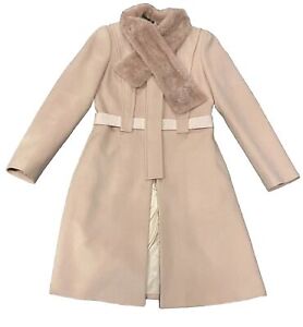 Blumarine Mink Fur Collar Wool Pink Jacket Coat Denmark 36 / US 4 6 / Italian 42