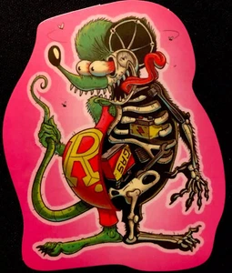 ADESIVO RAT FINK 2 3/4 X 3 1/4" "SKIN BONES & PINK" LUCIDO - Foto 1 di 2