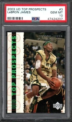 2003 Upper Deck #3 LeBRON JAMES RC Top Prospects PSA 10 GEM MINT - Image 1 of 2