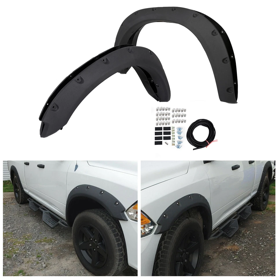 FOR 2009-23 19 DODGE RAM 1500 TEXTURED POCKET RIVETED STYLE WHEEL FENDER FLARES Foto 1 de 4