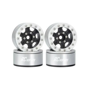 RC Hop Ups 1.55" CNC Aluminum Beadlock Wheels (4) (Black/Silver) - Picture 1 of 1