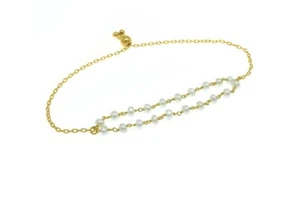 18k Gold Plated 925 Sterling Silver Adjustable Freshwater Pearl Bracelet - Picture 1 of 2