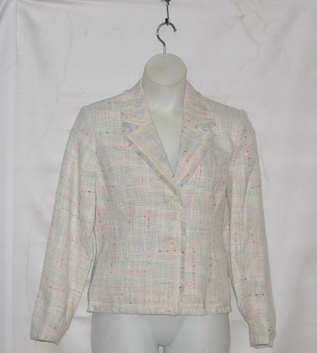 OFF WHITE Giacca Draper's & Damon's regular in tweed con bordo grezzo taglia 14 avorio multi