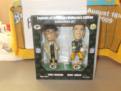 NIB VINCE LOMBARDI HENRY JORDAN GREEN BAY PACKERS BOBBLEHEAD 50TH ANNIVERSARY Cover