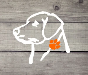 Clemson Tiger - Lab Head with Tiger paw - Vinyl Decal - Auto, Yeti, Cell Phone - Picture 1 of 5