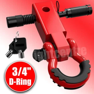 2"Tow Shackle Hitch Receiver Heavy Duty 3/4" D-Ring Recovery For Truck Jeep SUV - Picture 1 of 9