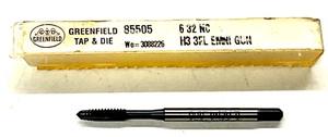 GTD GREENFIELD 6-32 NC THREADING TAP, 3-FLUTE PLUG, #85505, USA - Picture 1 of 3