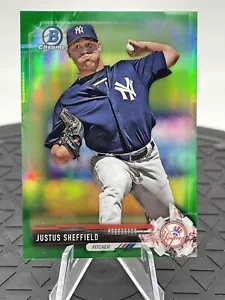 2017 Bowman Chrome Prospects Mini Green Refractor /99 Justus Sheffield Rookie - Picture 1 of 6
