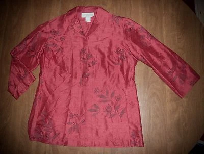 EASY SPIRIT - ELEGANTE BLUSA TÚNICA SEDA ARÁNDANO BORDADA - MISSES 0 Foto 1 de 2