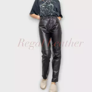 Women's Real Leather Pant Genuine Lambskin Leather Slim Fit Pant Classic Style - Picture 1 of 7