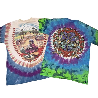 Lote (2) camisetas azul líquido vintage dos anos 2000 Grateful Dead tie-dye azul líquido - Imagem 1 de 4