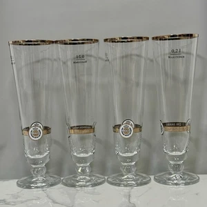 Warsteiner Germany 0.2L Beer Footed Ale Glasses Beautiful Set of 4 FREE Shipping - Picture 1 of 4