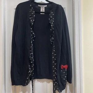 Walt Disney ADORABLE Size Large Cardigan With Tie & Red Bow & Polka Dots - Picture 1 of 4