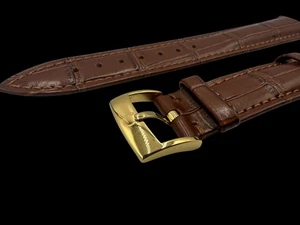 18mmm Omega seamaster Brown leather watch strap band Gold Buckle.. - Picture 1 of 4