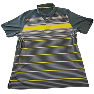 Polo da golf Oakley da uomo taglia XL grigia gialla a righe performance - Foto 1 di 6