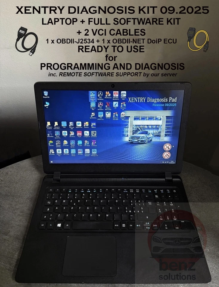 Laptop with Mercedes Xentry Diagnosis 09.2025 +Full SW KIT + set of cables OBDII - Bild 1 von 4