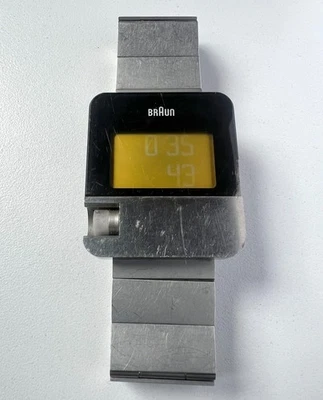 Braun Prestige Digital LCD Watch Quartz VN0106SL Vintage Mens Yellow Cal 2619 - image 1 of 4