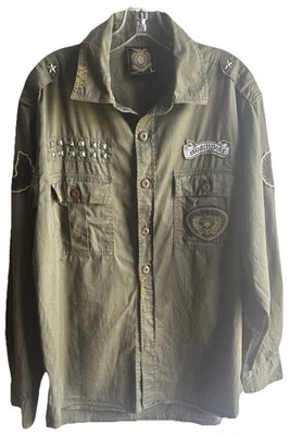 Southpole Hexagon Product Men’s Size L Green Long Sleeve Button Down Shirt - Image 1 of 4