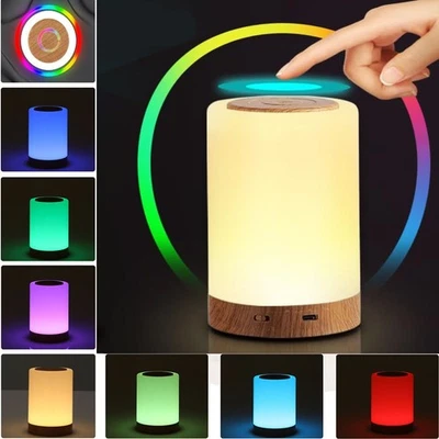 LED Akku Nachttischlampe Touch Dimmbar RGB Atmosphäre Tischlampe Nachtlicht USB - Bild 1 von 4
