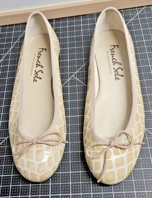 French Sole by JANE WINKWORTH Patent leather beige croc ballet flat 36.5/ US 6.5 - Image 1 of 4