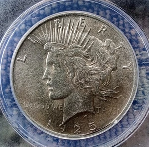 1925 P  Peace Silver Dollar ANACS Graded AU 53 Condition. - Picture 1 of 4