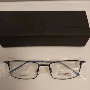 CHARMANT titanium CH 16707 BL BLUE GUNMETAL AUTHENTIC FRAMES EYEGLASSES 52-17 - Picture 1 of 10