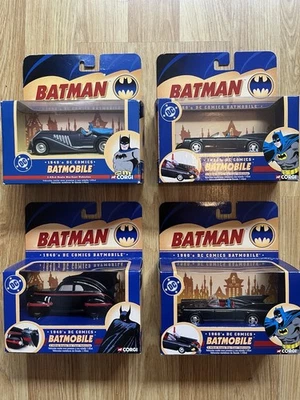 Batman Batmobile Corgi DC Comics Bundle x4 Boxed Cars x2 1940’s And x2 1960’s - Image 1 of 4