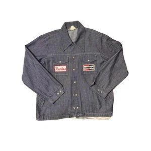 CHAMPION X-Large Blue Denim Workwear Jacket Vintage Snap Buttons Retro - Picture 1 of 3